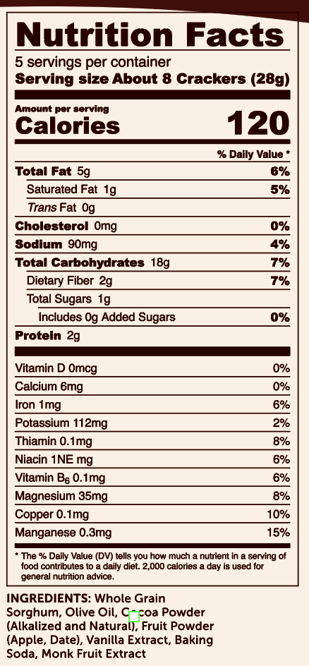 Chocolate Noir Whole Grain Sorghum Crackers