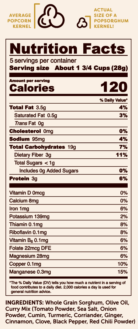 Curry In A Hurry Whole Grain Popped Sorghum