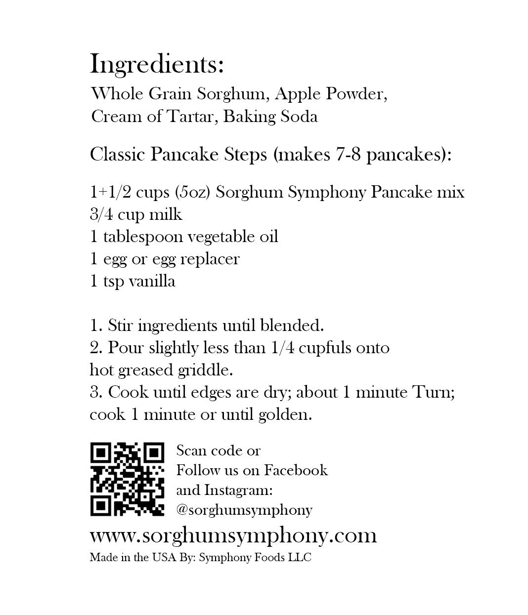 Whole Grain Sorghum Pancake Mix - 10oz